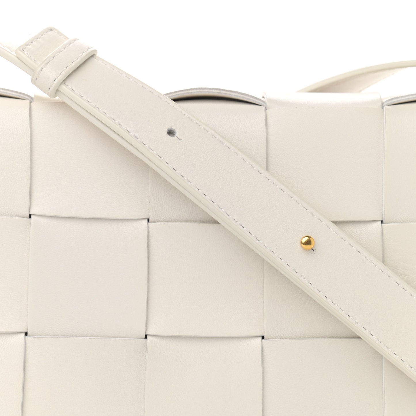 Lambskin Maxi Intrecciato Cassette Crossbody Bag White