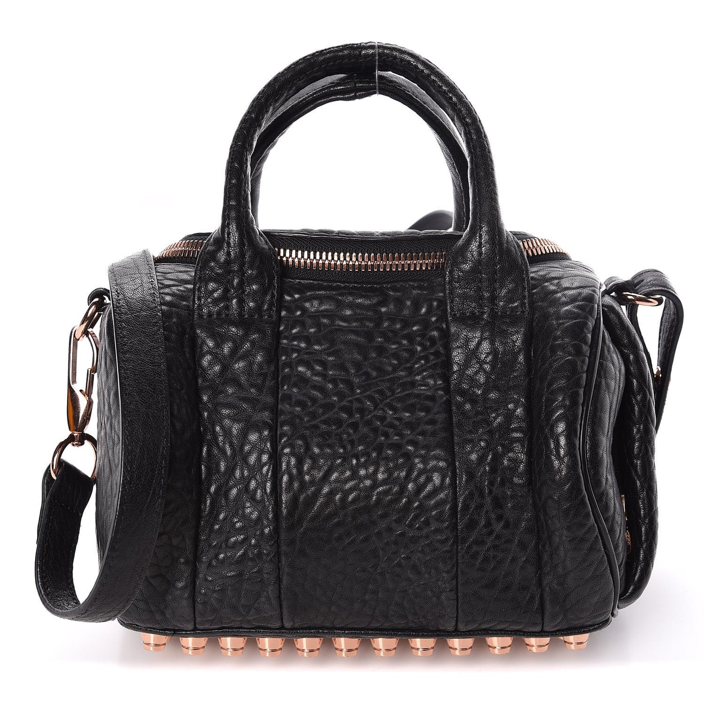 Pebbled Lambskin Mini Rockie Black Rose Gold Hardware