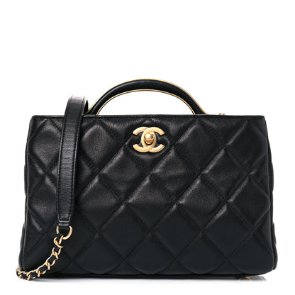 Chanel Calfskin Quilted Lady Handle Clutch Tote Black 1 of 11