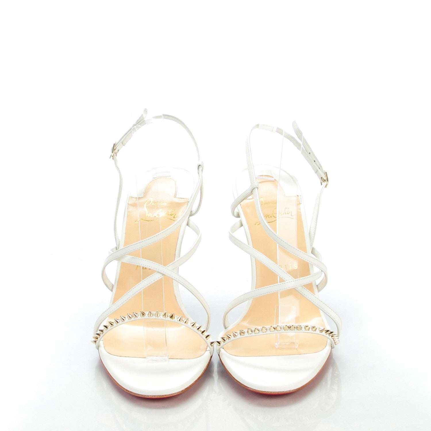 Christian Louboutin Kid Gwinispike 85 Sandals 40.5 Neige Light Gold 2 of 9