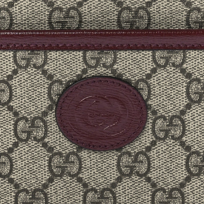 Gucci GG Supreme Monogram Textured Calfskin Retro Interlocking G Travel Pouch Beige Ebony Burgundy 7 of 11