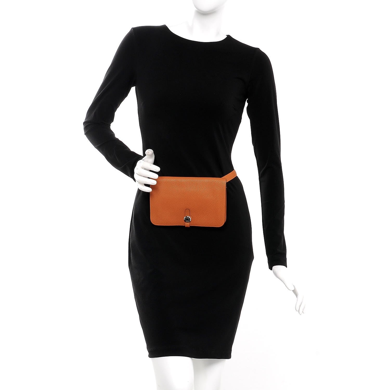 Hermes Togo Dogon Wallet Waist Pouch Potiron 2 of 8
