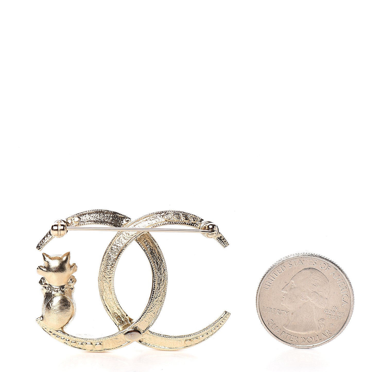 Pearl Crystal CC Brooch Gold