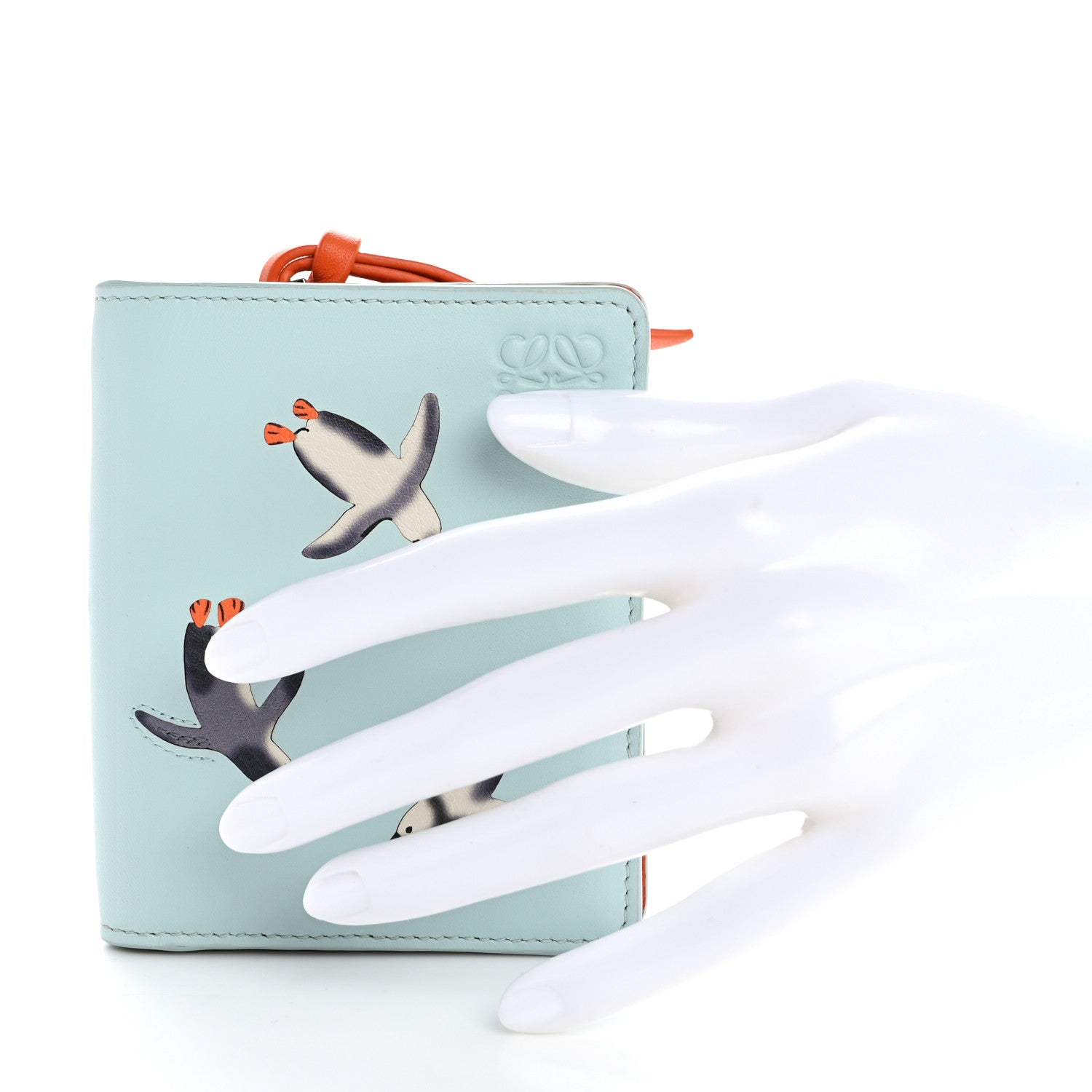 Loewe X SUNA FUJITA Satin Calfskin Penguins Compact Zip Wallet