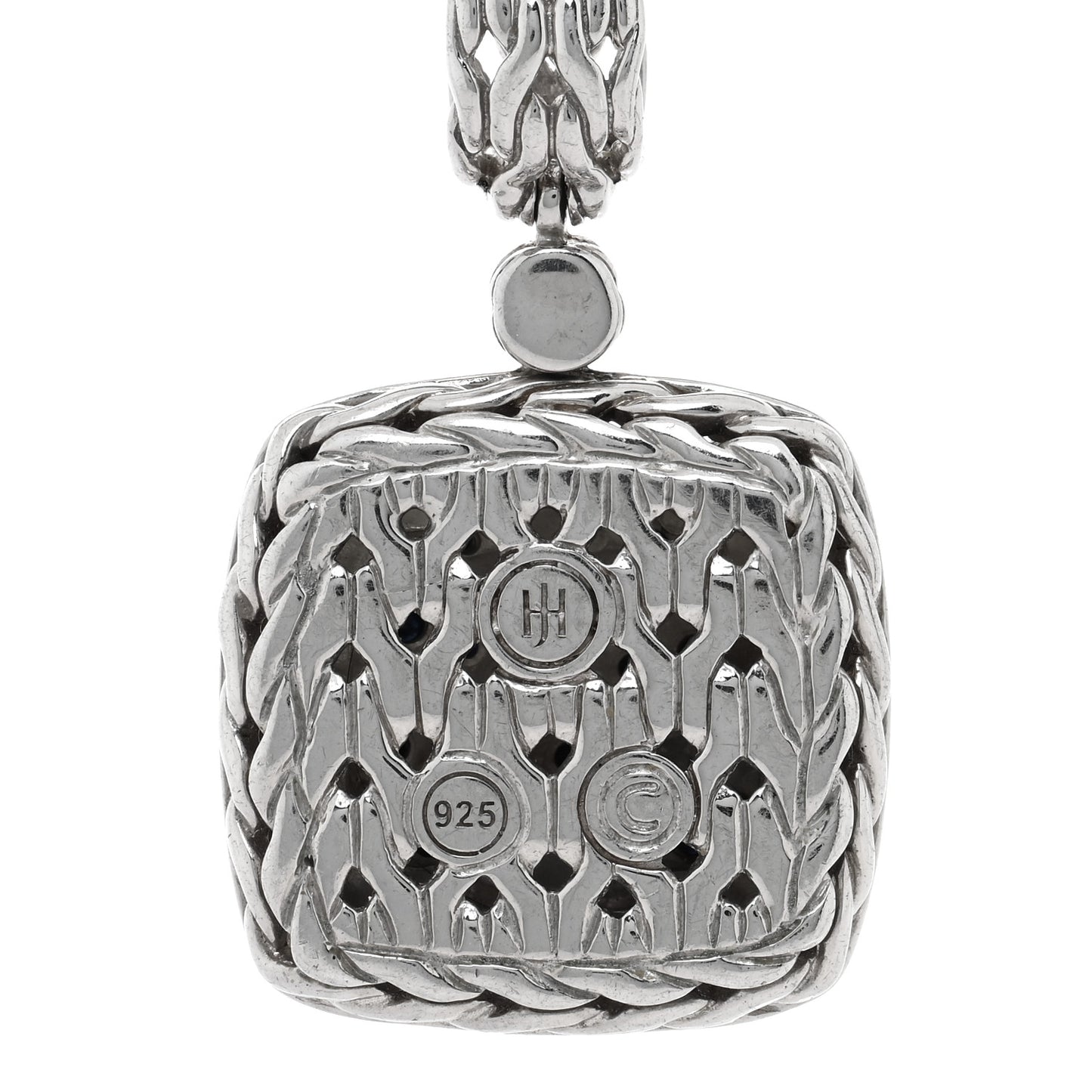 Sterling Silver Black Sapphire Classic Chain Square Pendant