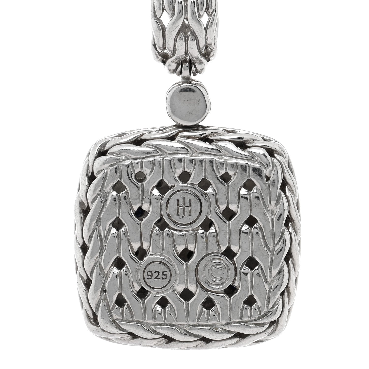 John Hardy Sterling Silver Black Sapphire Classic Chain Square Pendant 3 of 3