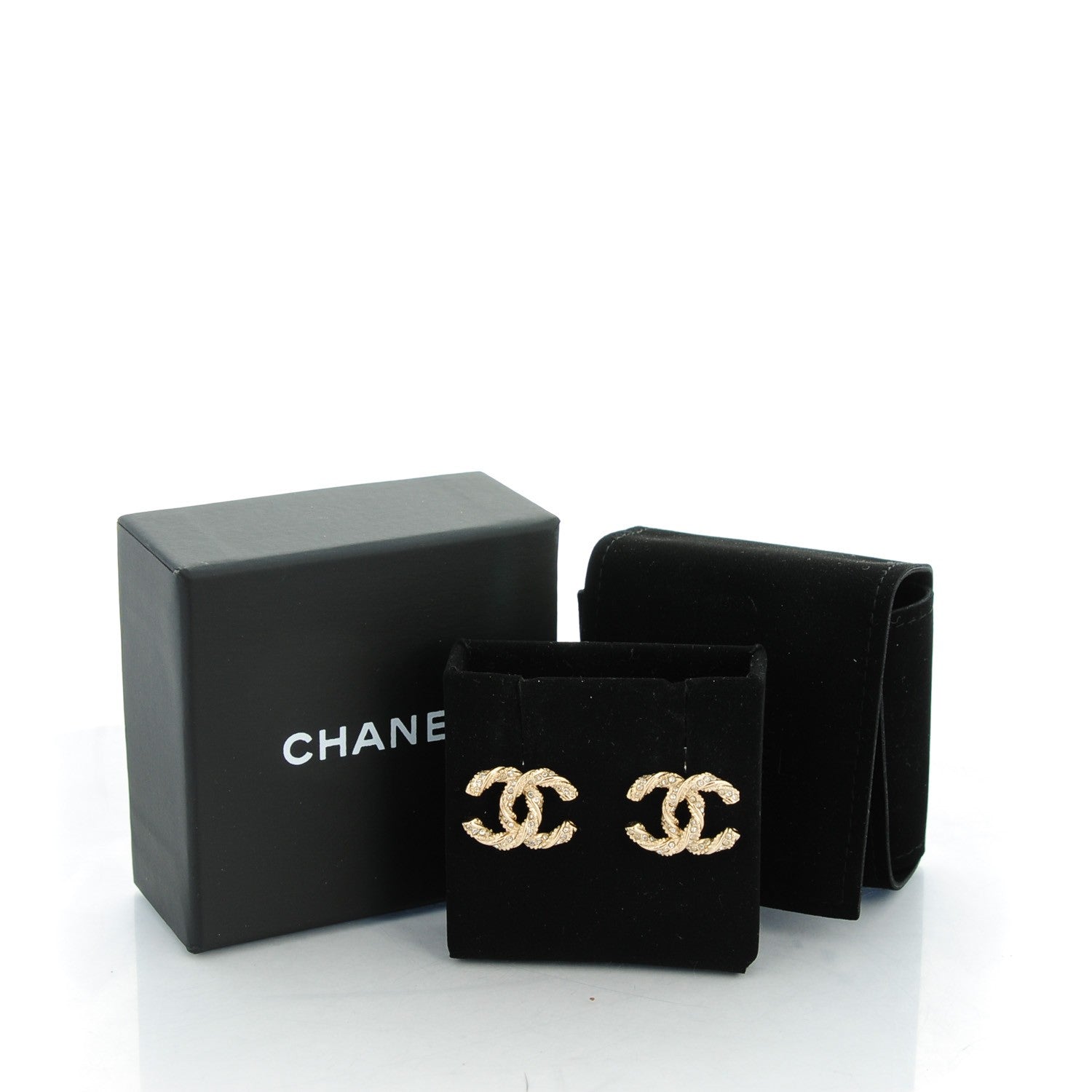 Chanel Crystal Twisted CC Earrings Gold 5 of 5