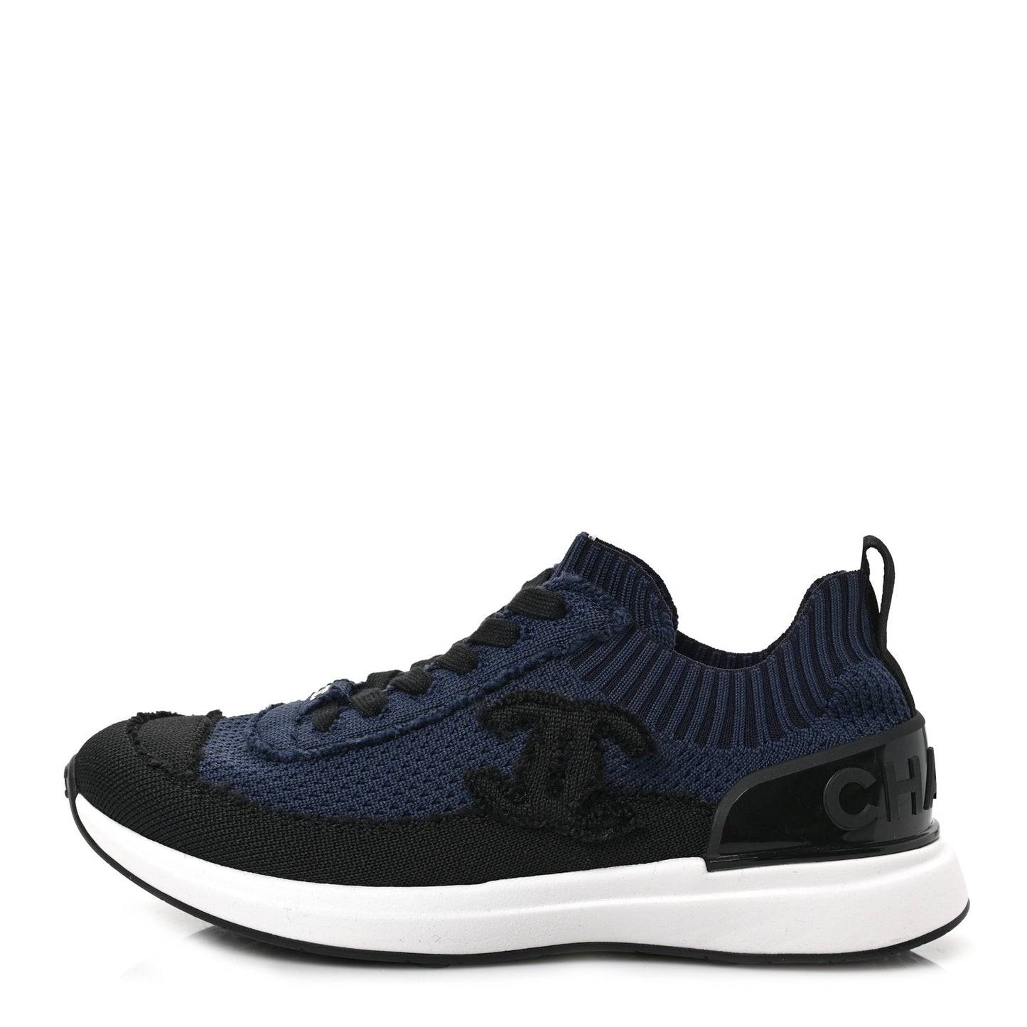 Fabric Logo Sneakers 37 Navy Black