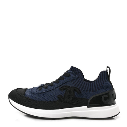 Chanel Fabric Logo Sneakers 37 Navy Black 1 of 8