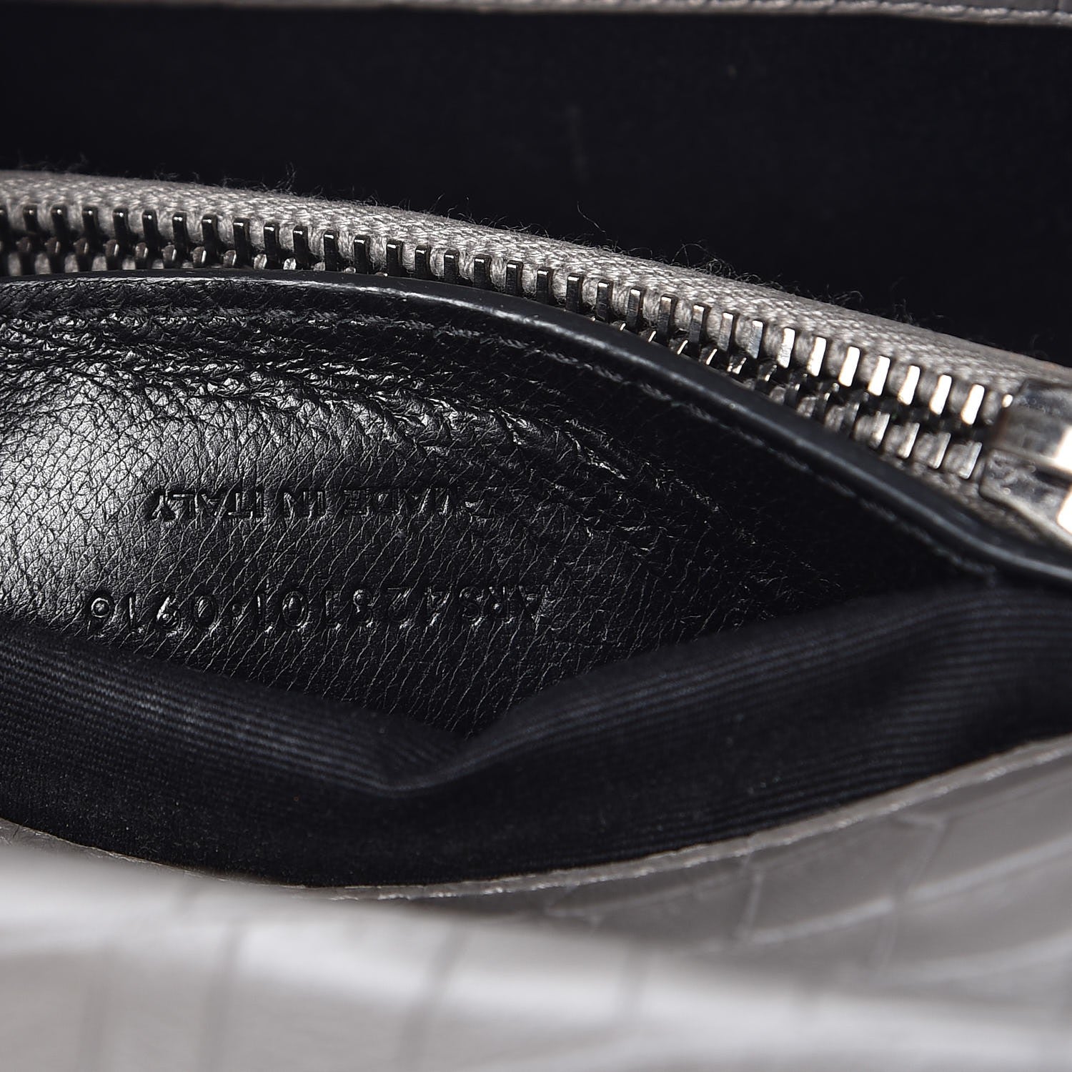 Saint Laurent Calfskin Crocodile Embossed Medium College Monogram Satchel Gray 7 of 7