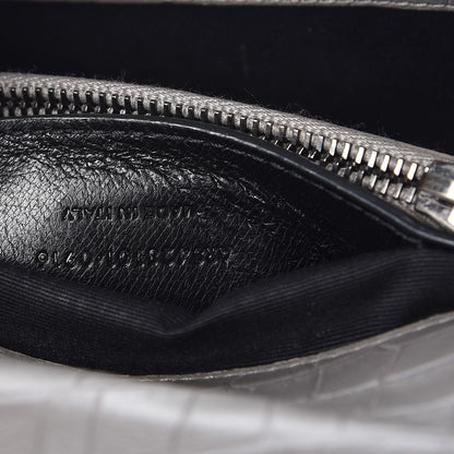 Saint Laurent Calfskin Crocodile Embossed Medium College Monogram Satchel Gray 7 of 7