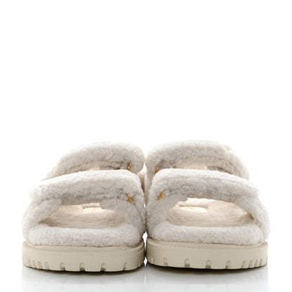 Christian Dior Shearling Dioract 10mm Sandals 37 Off White 2 of 8