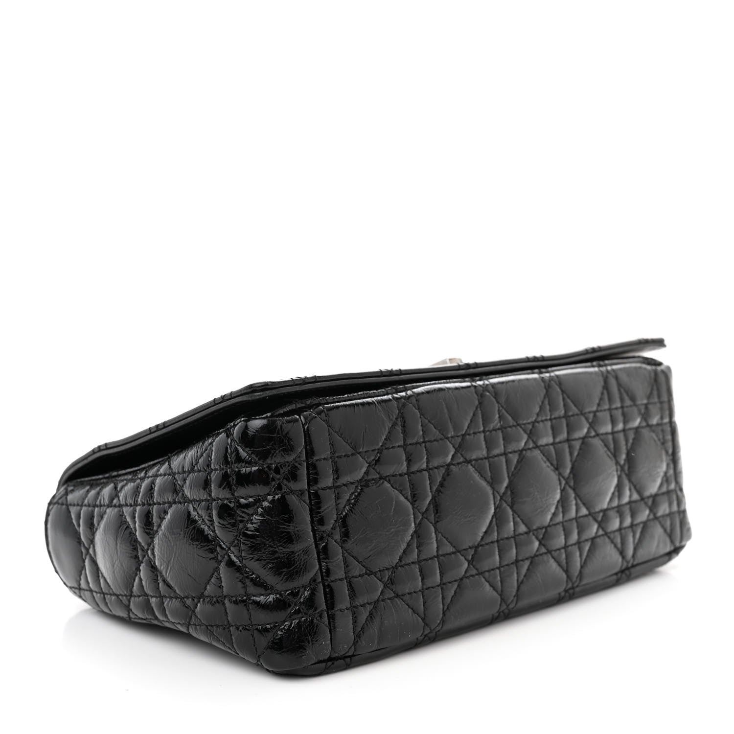 Christian Dior Crinkled Patent Lambskin Cannage Medium Caro Bag Black 5 of 11