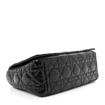 Christian Dior Crinkled Patent Lambskin Cannage Medium Caro Bag Black 5 of 11