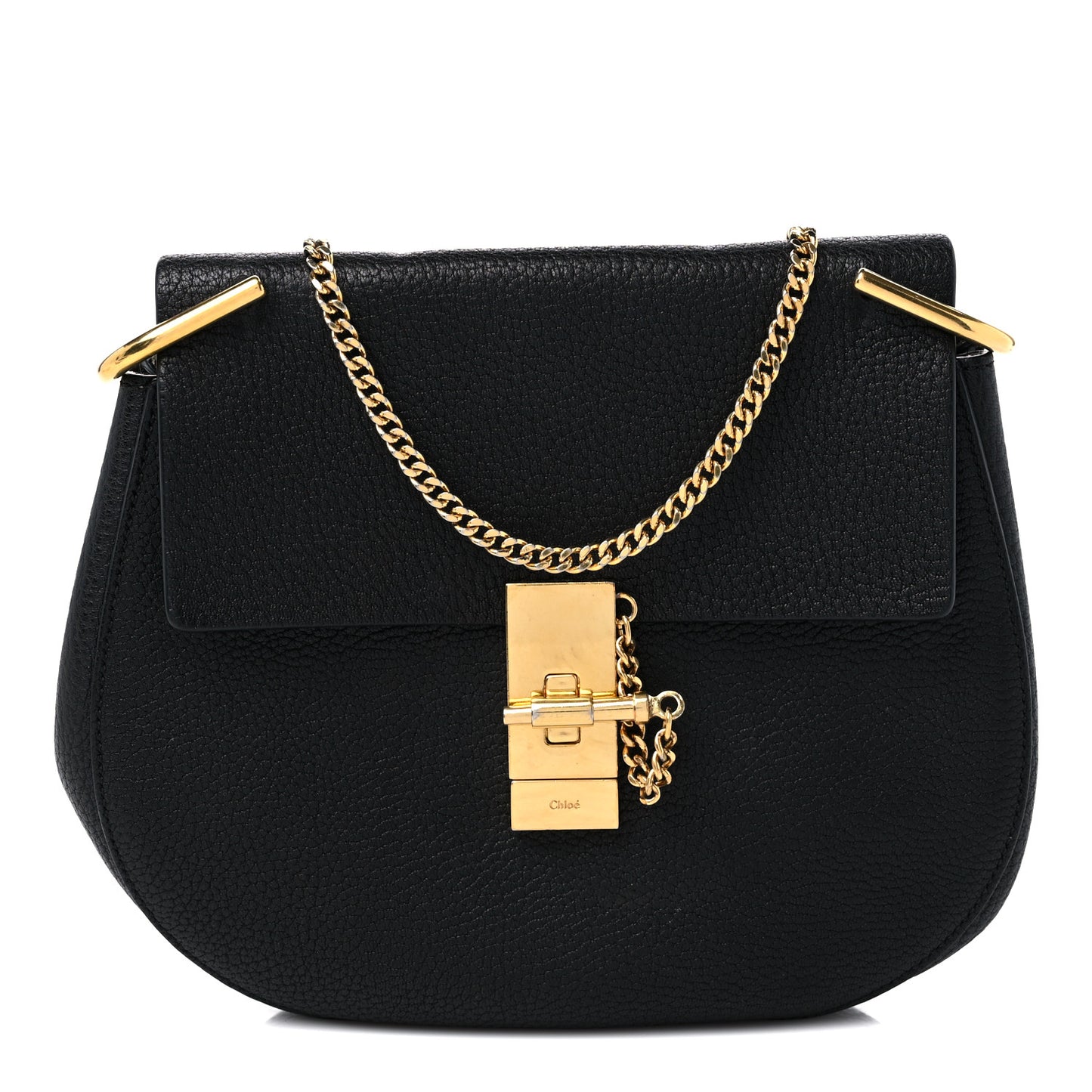 Grained Lambskin Drew Shoulder Bag Black