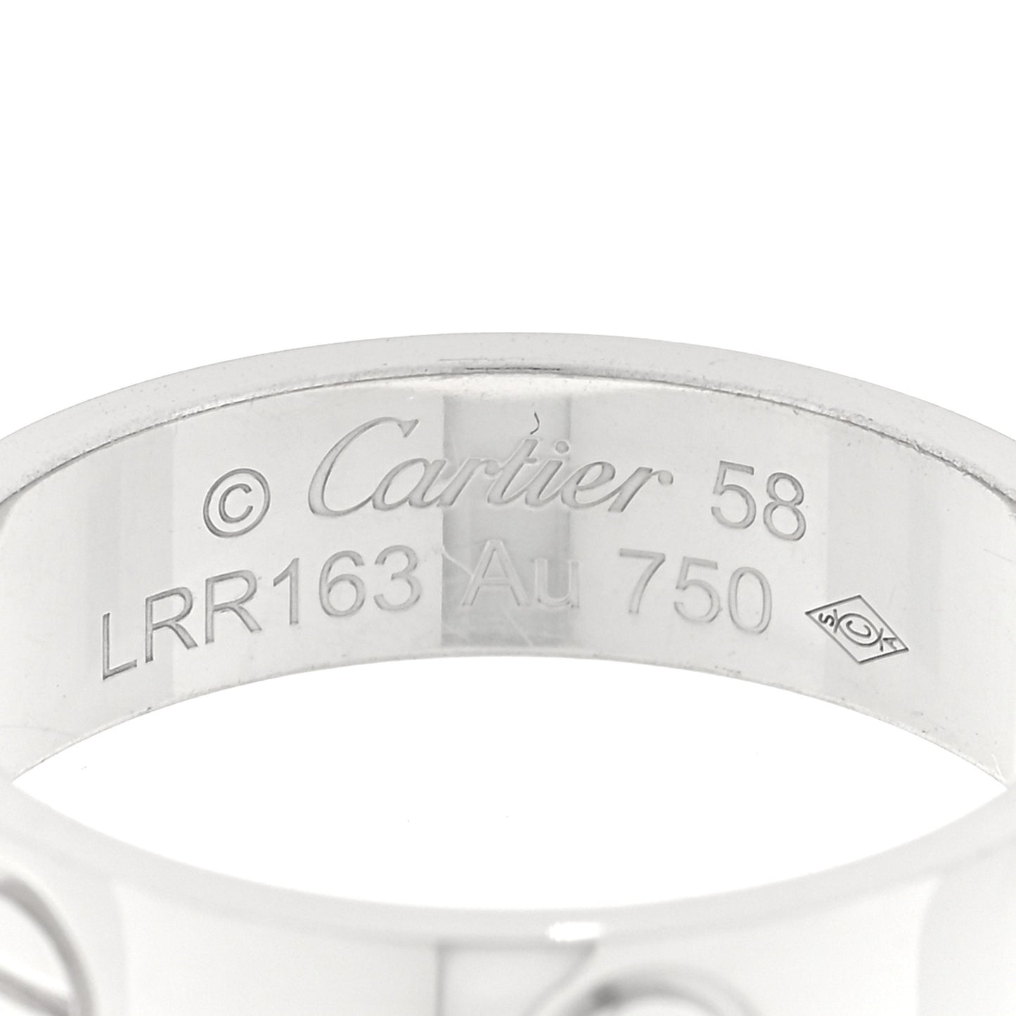 18K White Gold 5.5mm LOVE Ring 58 8.25