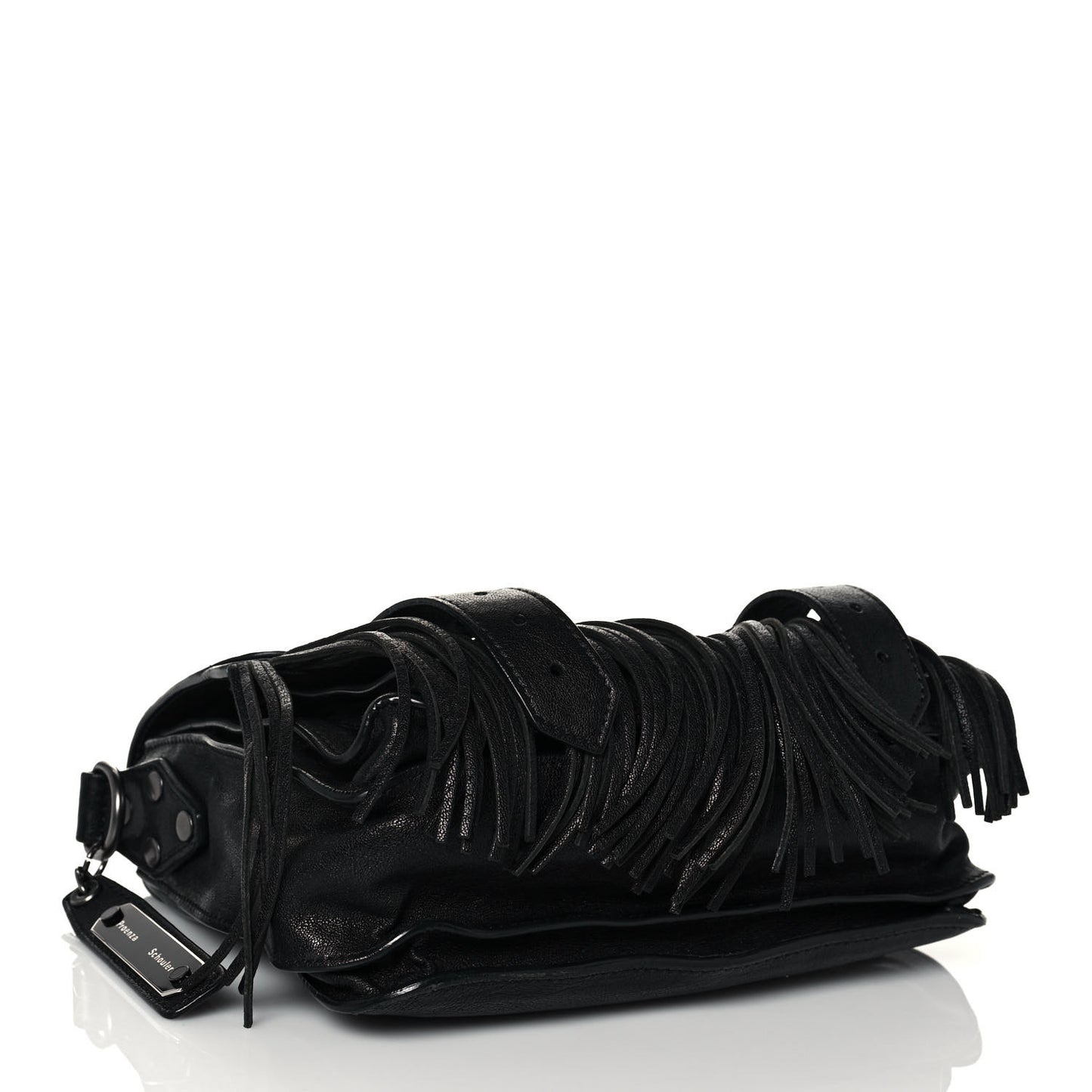 Lambskin Fringe PS1 Crossbody Pouch Black