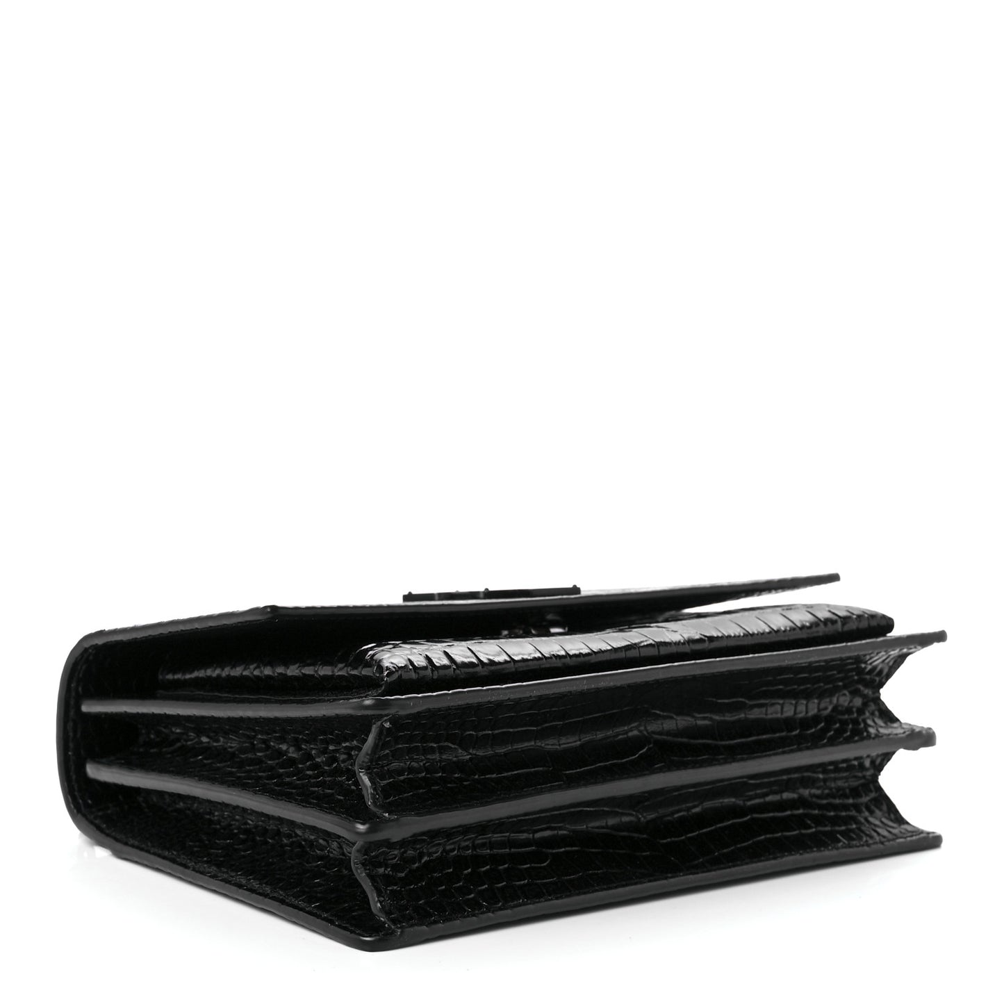 Calfskin Crocodile Embossed Medium Monochrome Monogram Sunset Black