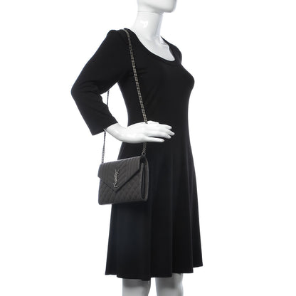 Saint Laurent Sheepskin Tri-Quilt Monogram Envelope Chain Wallet Earth 2 of 13