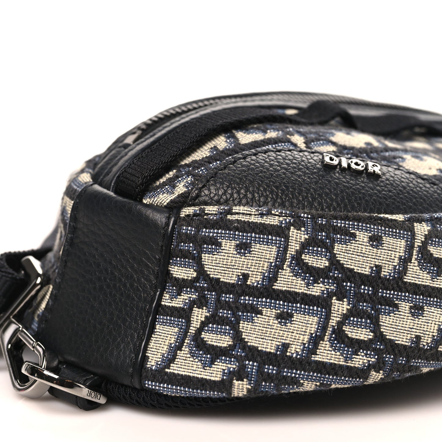Grained Calfskin Oblique Scarab Sling Bag Blue Black