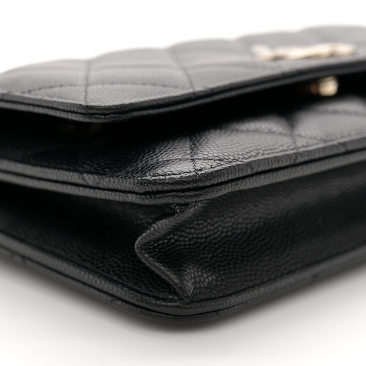Caviar Quilted Crystal CC Wallet On Chain WOC Black