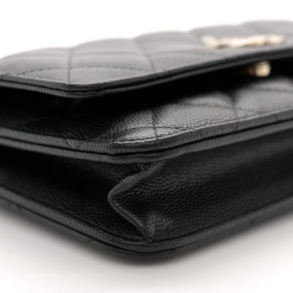 Chanel Caviar Quilted Crystal CC Wallet On Chain WOC Black 9 of 11