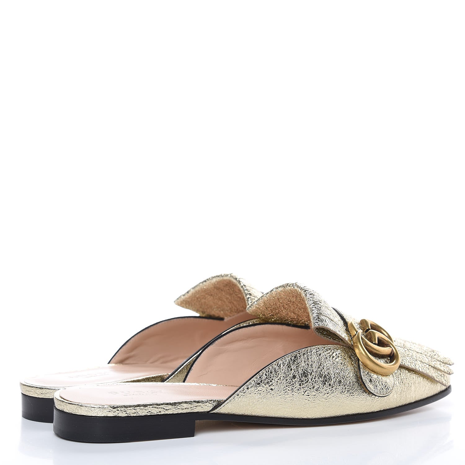 Gucci Galassia Womens GG Marmont Fringe Slippers 37 Platino 4 of 8