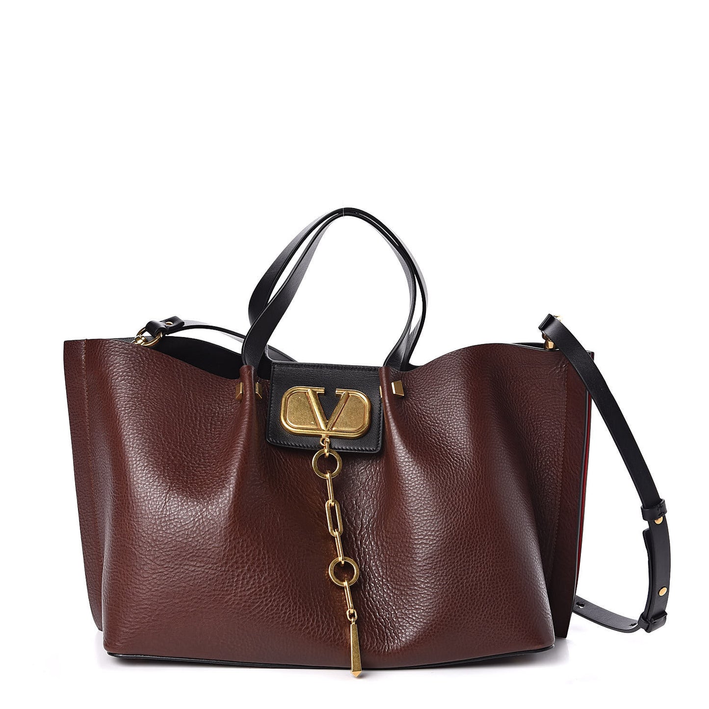 Grainy Calfskin Medium VLogo Escape Shopper Rubin