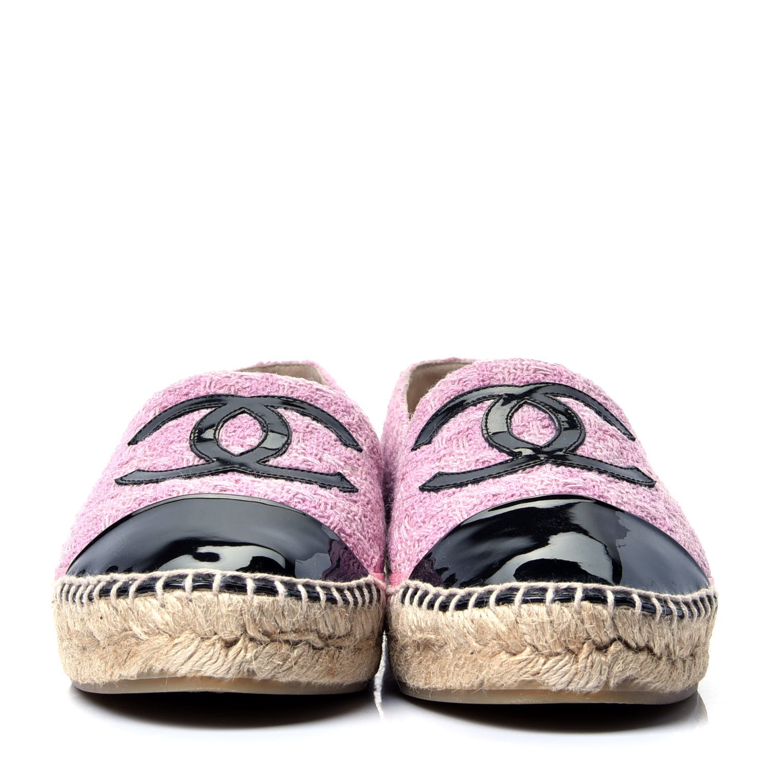 Chanel Tweed Patent CC Espadrilles 39 Pink Black 2 of 12