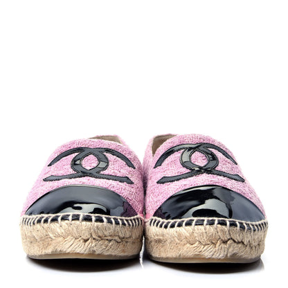 Chanel Tweed Patent CC Espadrilles 39 Pink Black 2 of 12