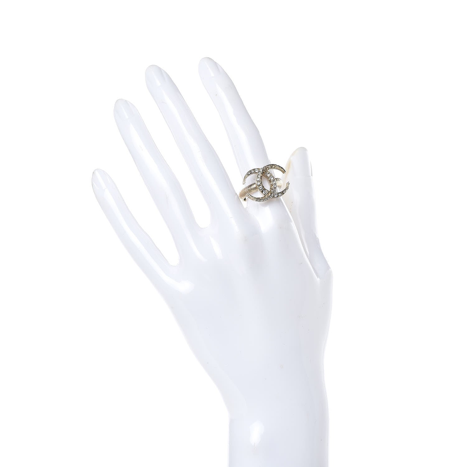 Chanel Crystal CC Moon Ring 6 Gold 2 of 5