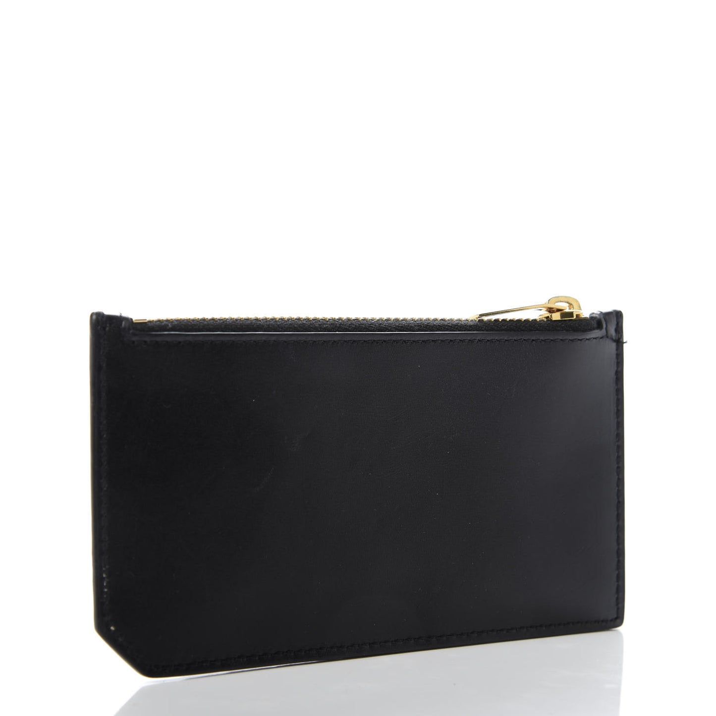 Calfskin 5 Fragments Zip Pouch Card Holder Black