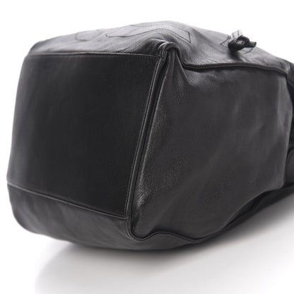 Chanel Lambskin CC Stitched Drawstring Bucket Bag Black 12 of 13