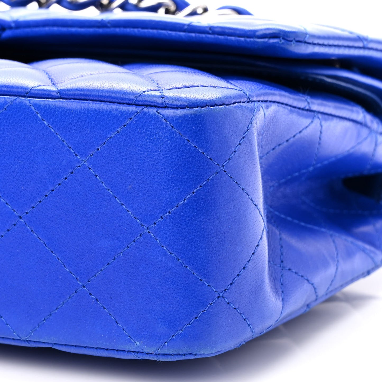 Lambskin Quilted Medium Double Flap Blue