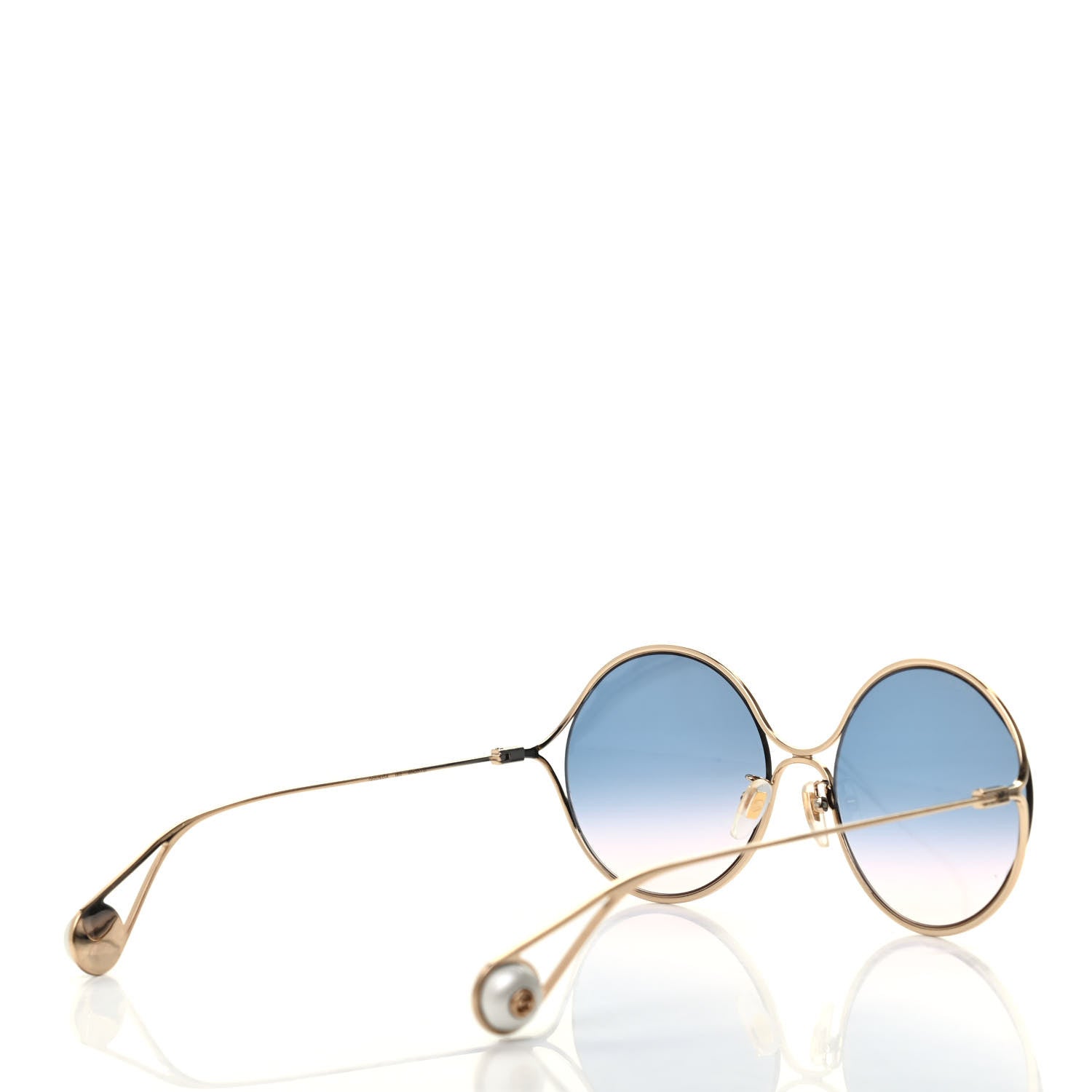 Gucci Round Pearl Tip Sunglasses GG0253S Gold 4 of 8