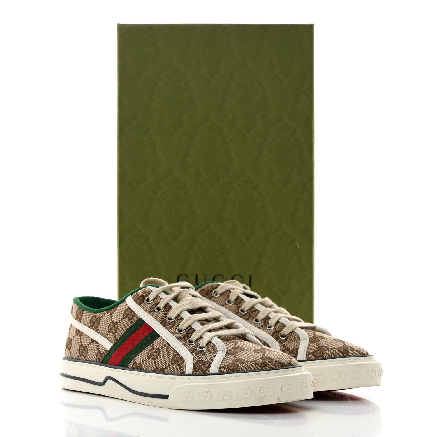 Gucci GG Monogram Web Mens 1977 Tennis Sneakers 7 Beige Ebony Mystic White 8 of 8
