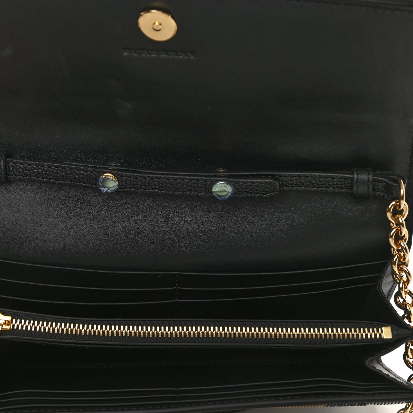 Grainy Calfskin House Check Henley Wallet On Chain Black