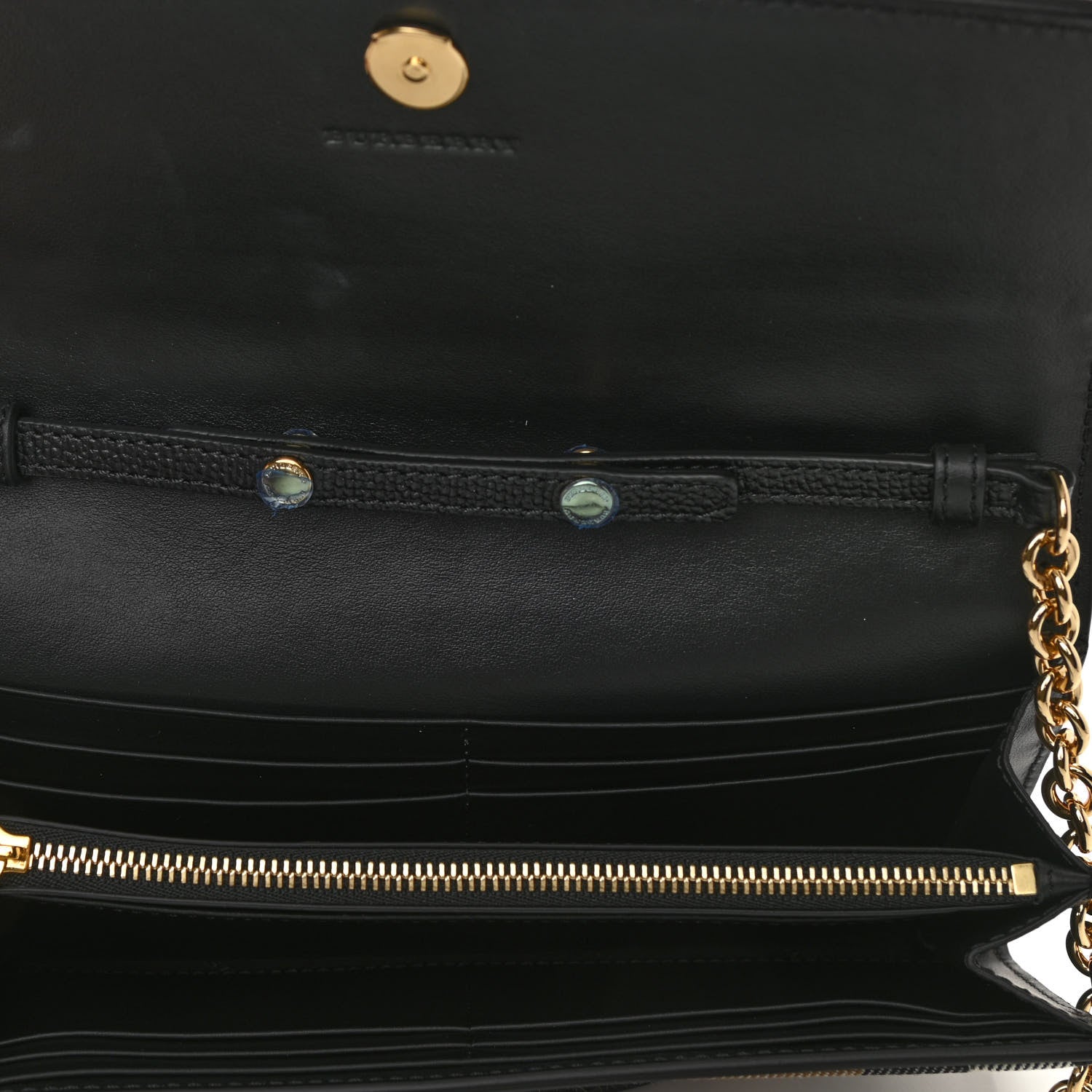 Burberry Grainy Calfskin House Check Henley Wallet On Chain Black 6 of 9