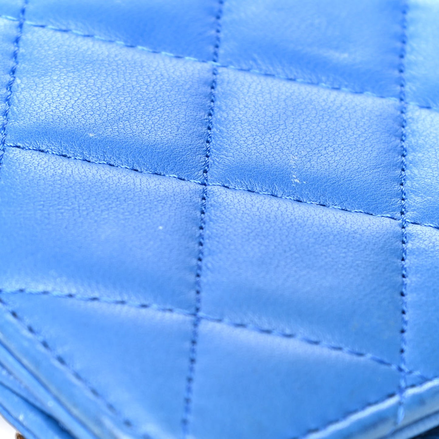 Lambskin Quilted Boy Wallet On Chain WOC Blue