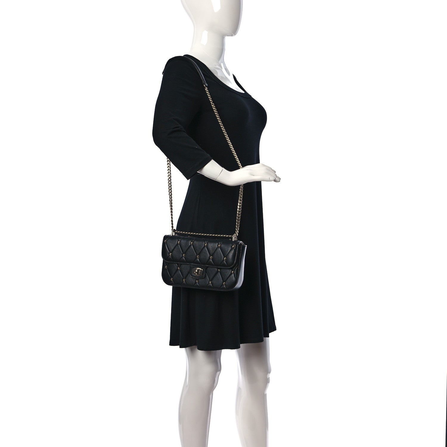 Miu Miu Pattina Nappa Crystal Studded Flap Bag Black 2 of 8