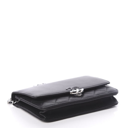 Chanel Grained Calfskin Quilted Urban Champion Wallet On Chain WOC Black 4 of 10
