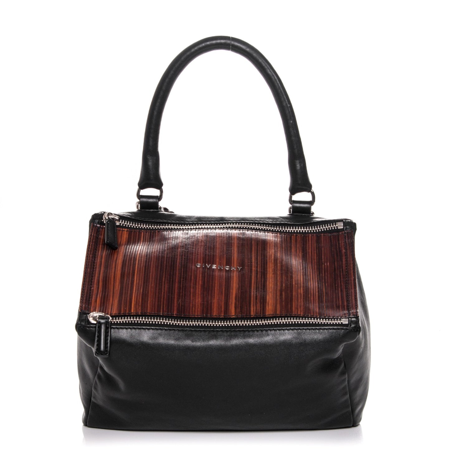 Smooth Calfskin Wood Paneled Medium Pandora Black