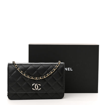 Chanel Caviar Quilted Crystal Enamel CC Wallet On Chain WOC Black 12 of 12