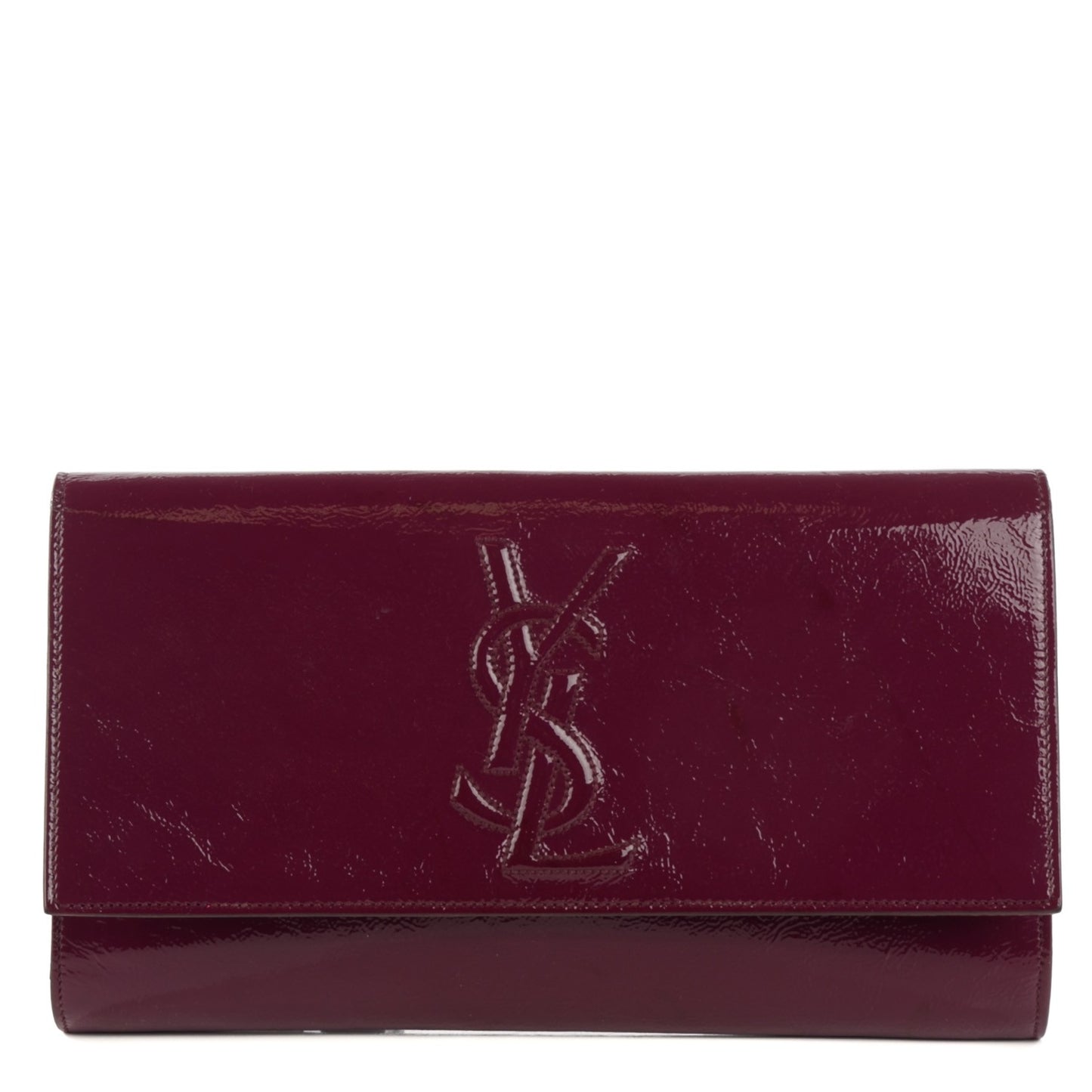 Textured Patent Monogram Large Belle De Jour Clutch Burgundy