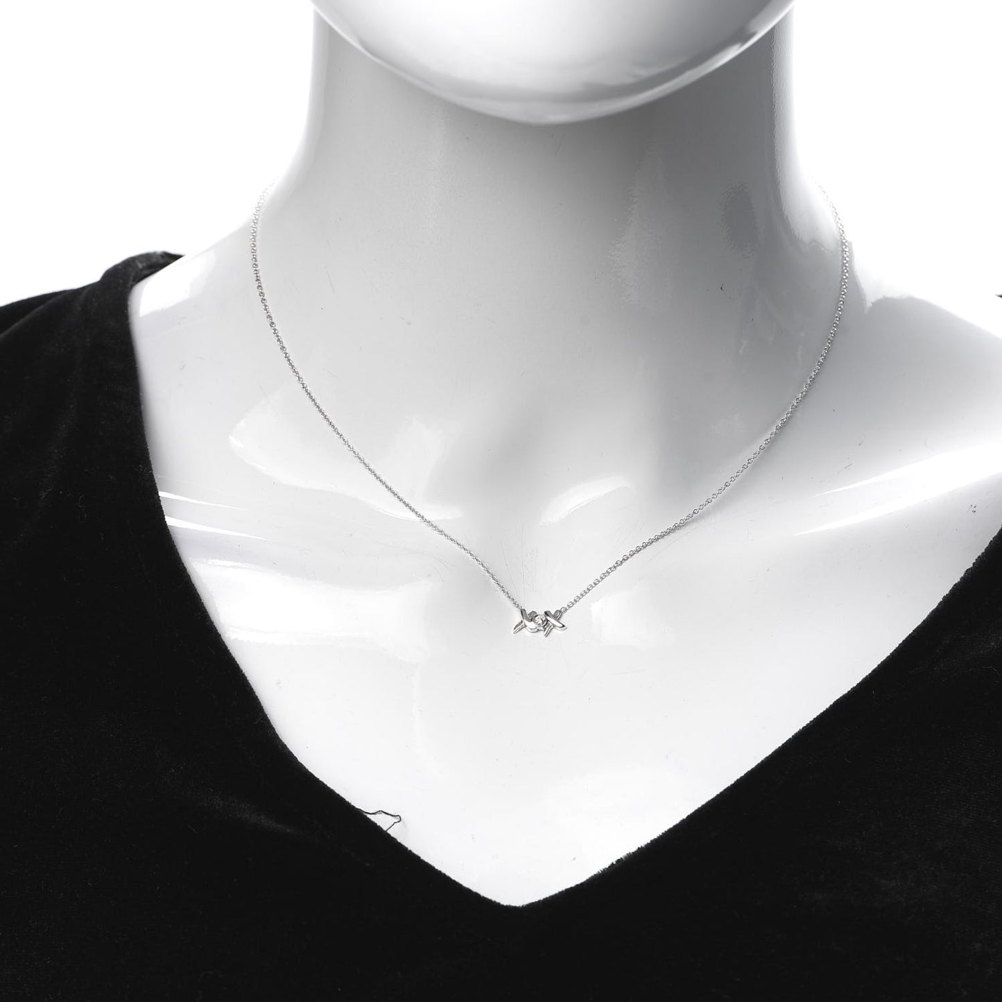 18K White Gold Diamond Paloma Picasso Love and Kisses Pendant Necklace