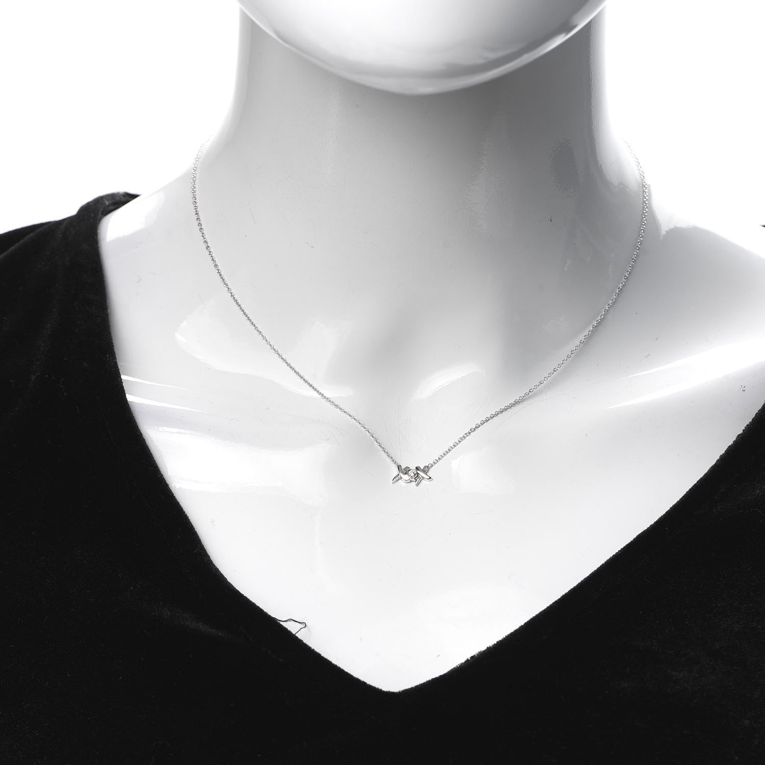 Tiffany 18K White Gold Diamond Paloma Picasso Love and Kisses Pendant Necklace 2 of 5