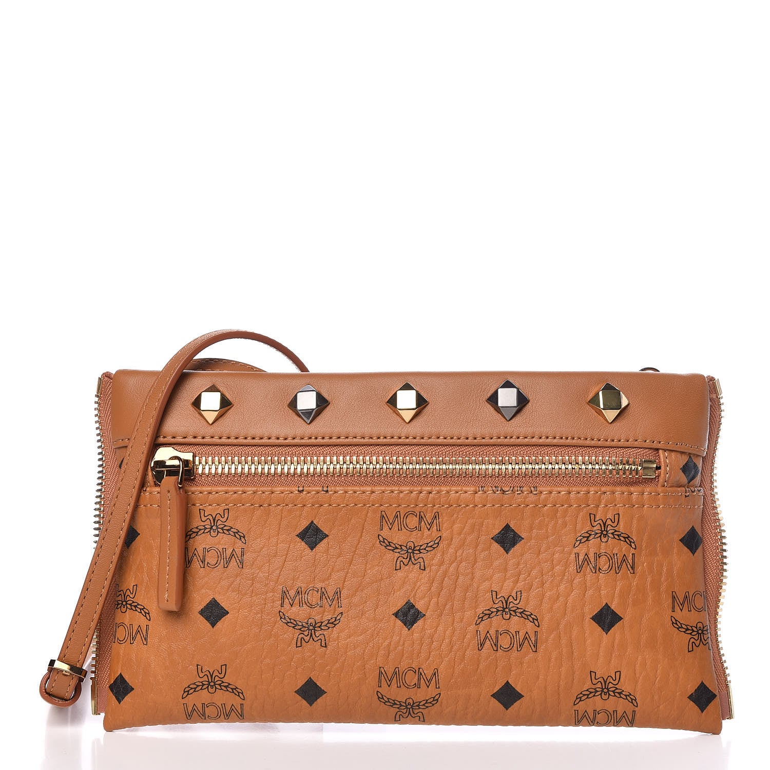 MCM Visetos Studded Small Dual Stark Backpack Cognac 9 of 12
