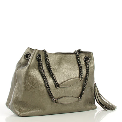 Gucci Metallic Pebbled Calfskin Medium Soho Chain Shoulder Bag Sasso 3 of 7