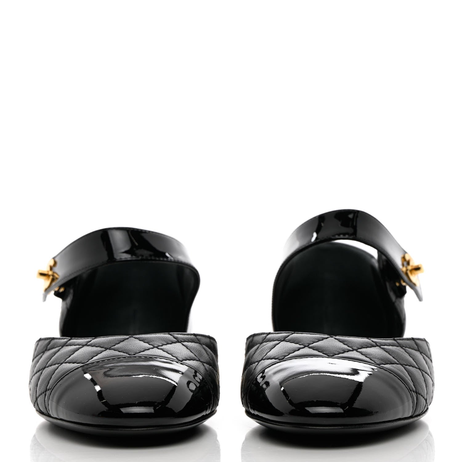 Chanel Patent Lambskin Quilted Cap Toe Ballerina Flats 38.5 Black 2 of 11