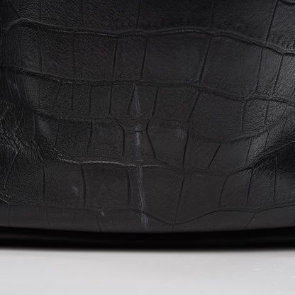 Celine Crocodile Embossed Calfskin Medium Phantom Luggage Black 9 of 13